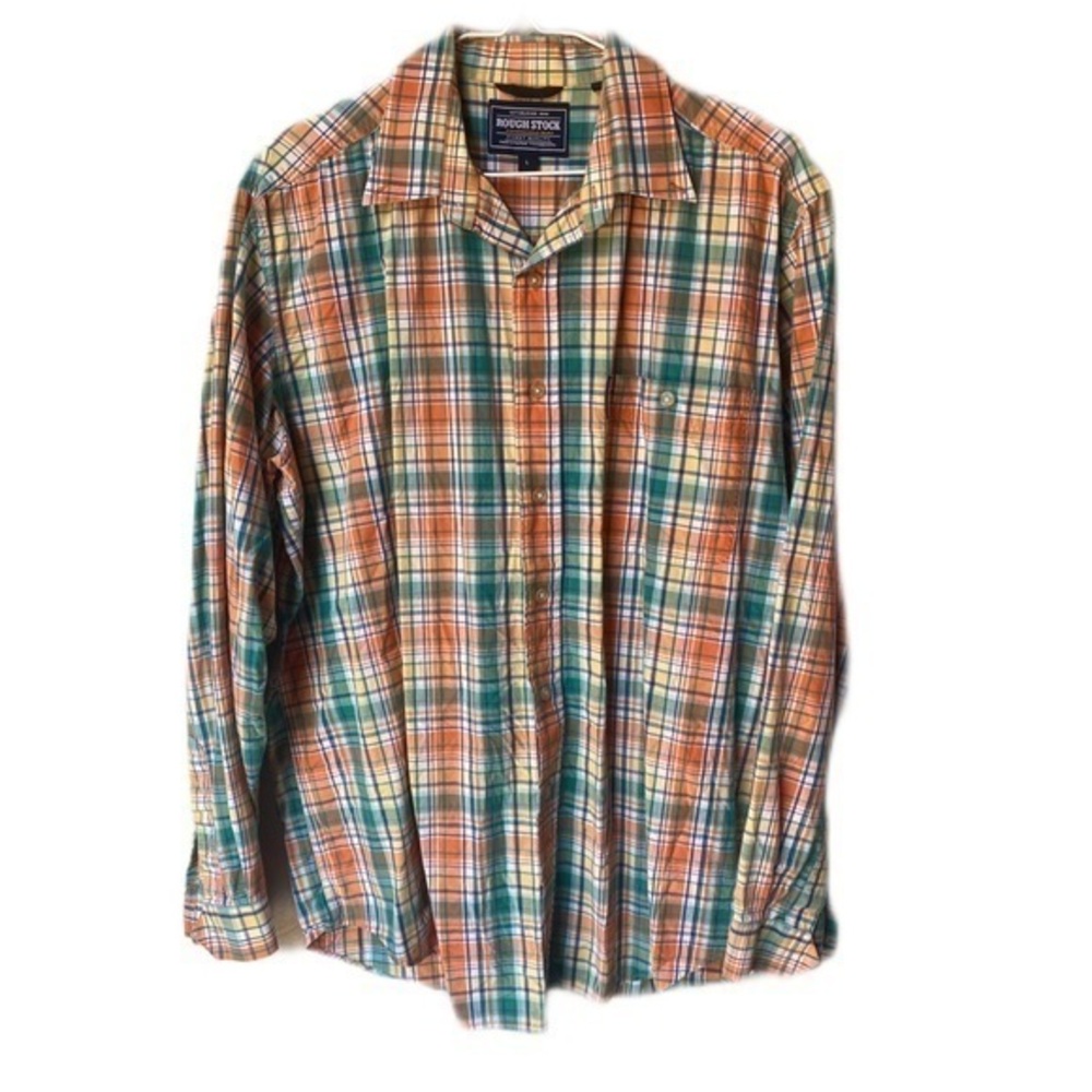 Rough Stock by Panhandle Slim, Button Down Shirt, Size Large, Colorful Plaid